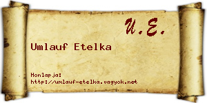 Umlauf Etelka névjegykártya